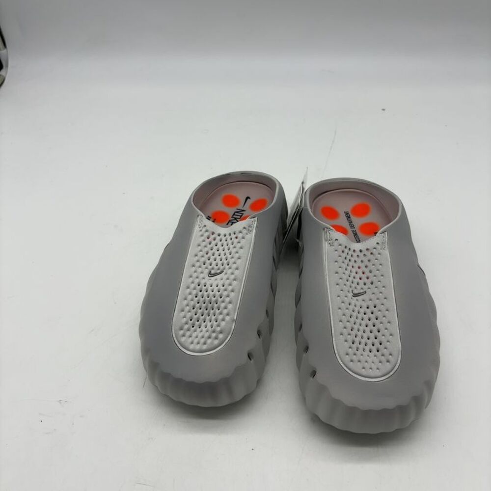 Nike Light Gray Slip-On Foam Clogs with Orange Insole Accents